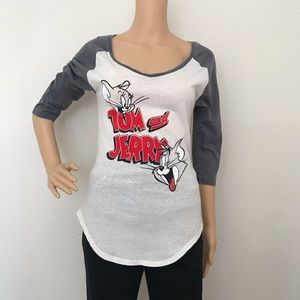 NWOT Officially Licensed Tom&Jerry Women Retro Raglan Baseball T-Shirt Size MD